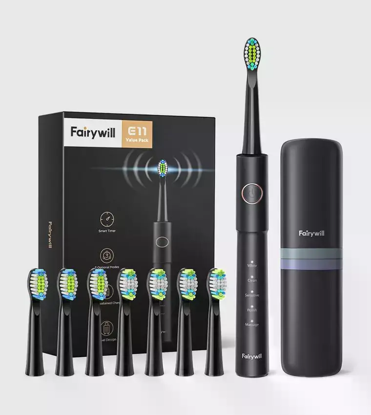 FAIRYWILL E11 Electric Toothbrush with 8 Brush Heads