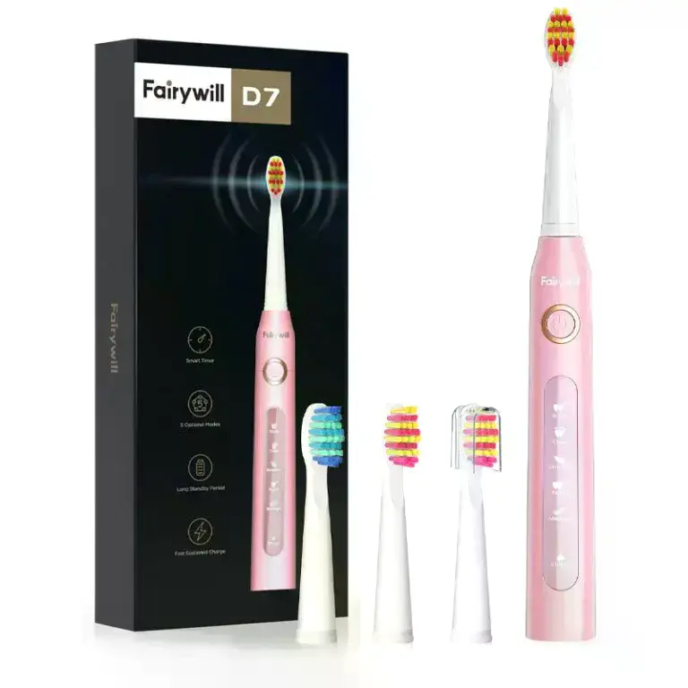 Fairywill Sonic ELECTRIC Toothbrush D7, 5 Optional Modes 4 Replacement Heads, FW-Pink