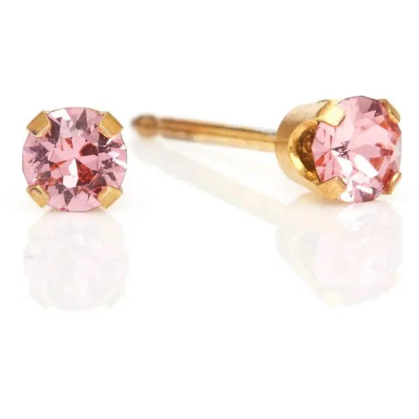 18K GOLD PLATED Pink Diamond Earing (4mm) 137