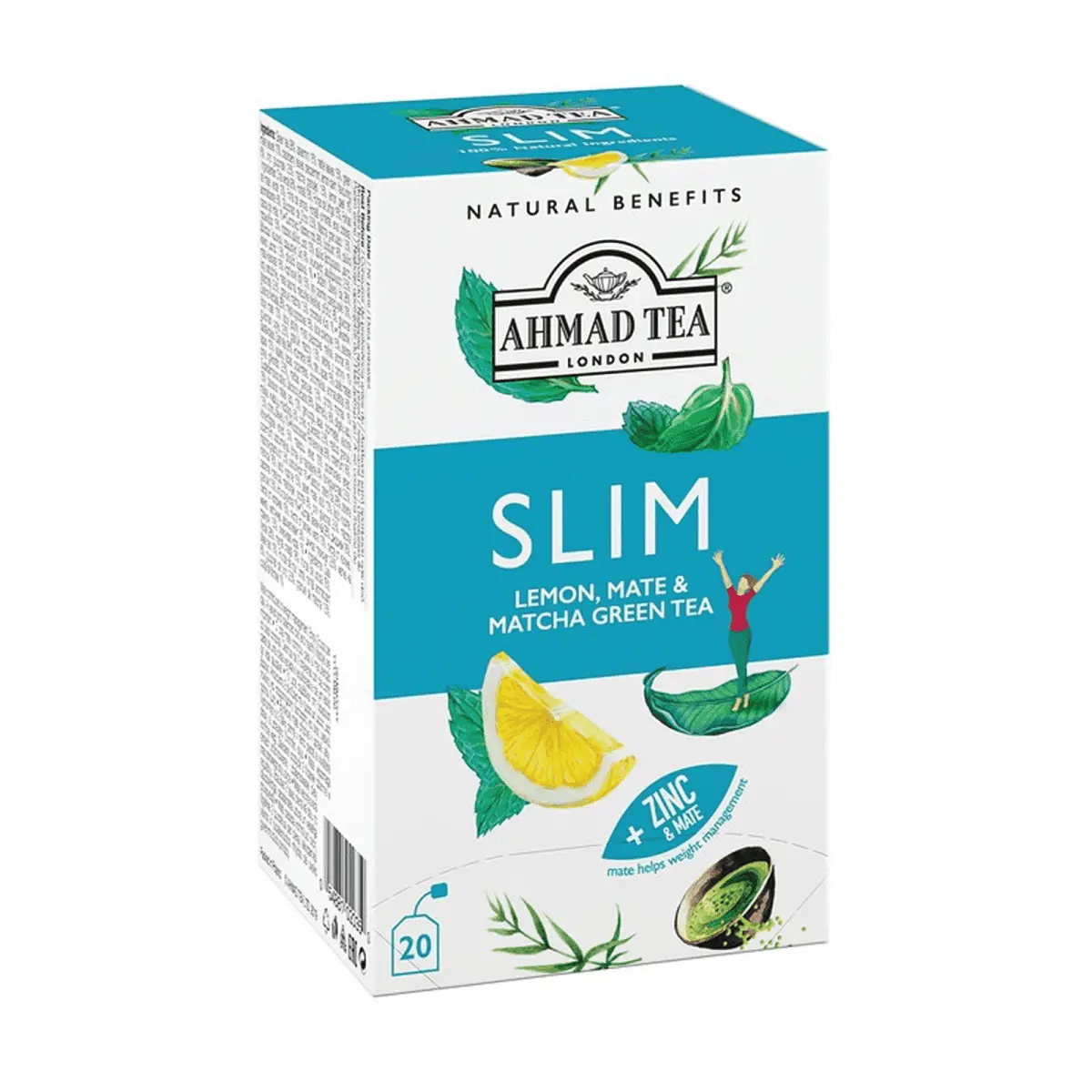 Ahmed Tea Slim + Zinc & Mate Tea Bags 20'S