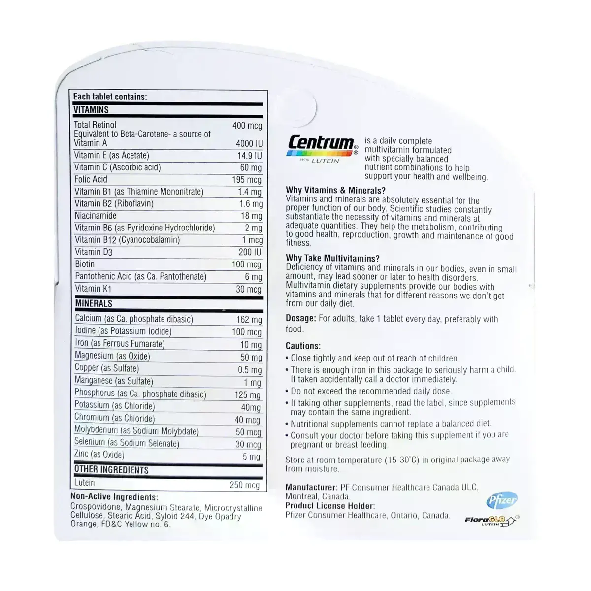 Centrum With Lutein Tabs 30'S Multivitamin