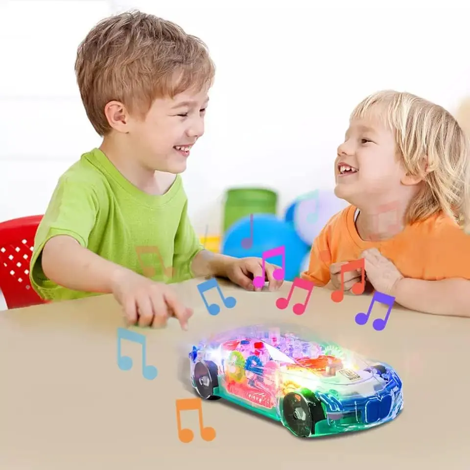 Kids Toy Car Transparent Gear System Light Sound Toy Car