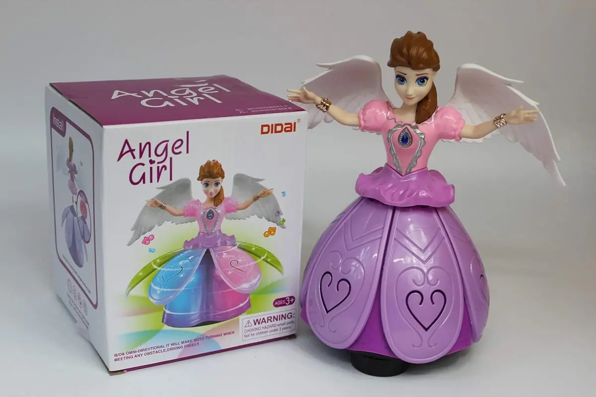 Megasale Angel Dancing Singing Cute Girl Dolls Toys Pretty Princess Dolls - Bump and Go Action -Dancing with Music, Colorful Lights and Rotations - for 3+ Years Old Girls Kids Toddler Children
