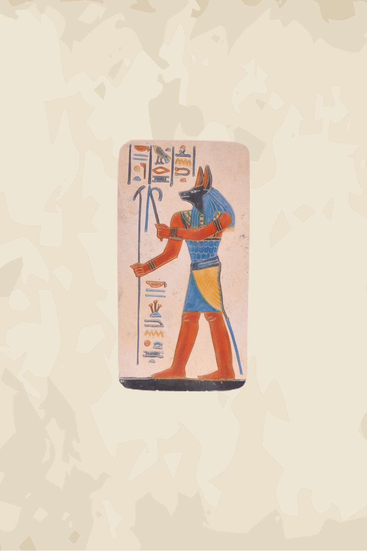 Stone plate graving representing Anubis - Image 3